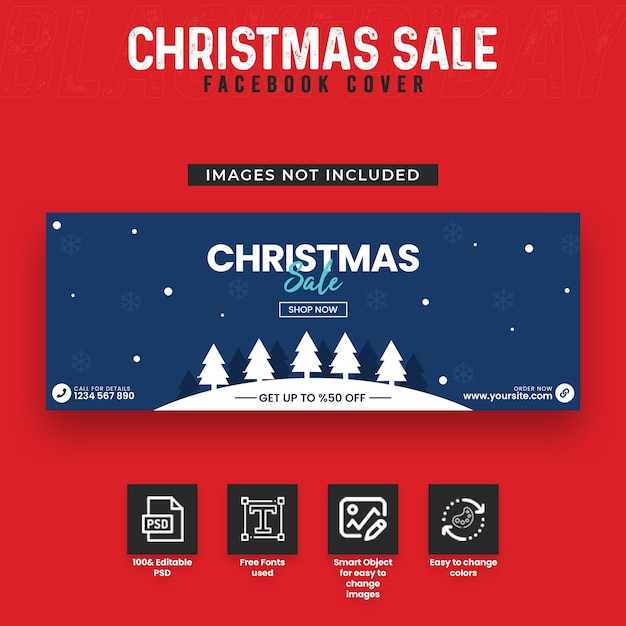 Christmas sale Facebook timeline cover and web banner template