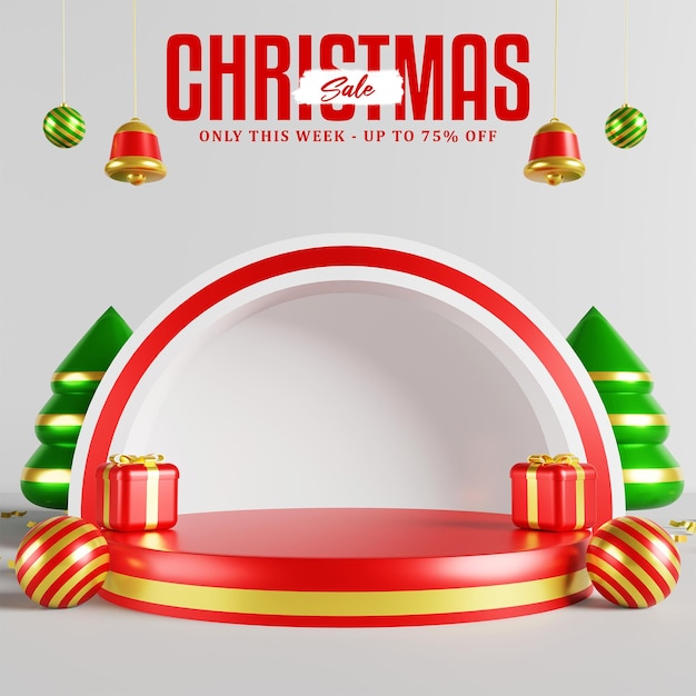 Christmas sale promotion with 3d podium for product display template