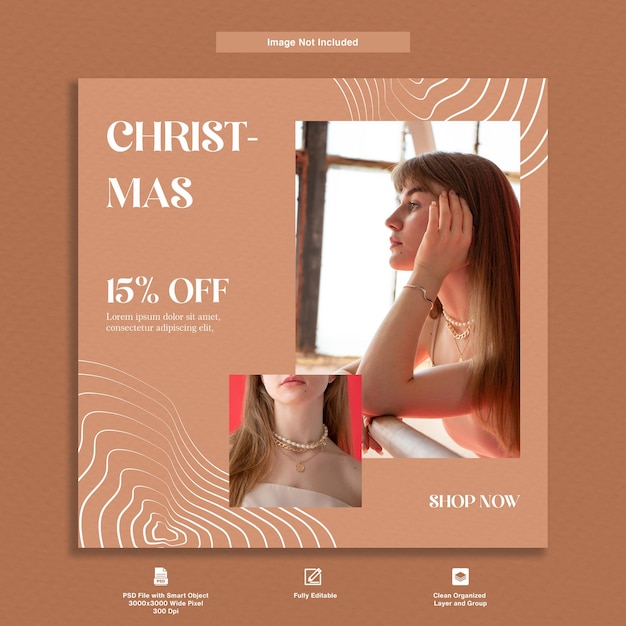 Christmas Sale Women Jewelry and Women Accessories Discount Instagram Post Template