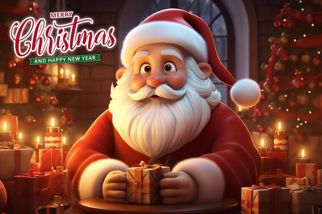 PSD christmas santa claus and happy new year background