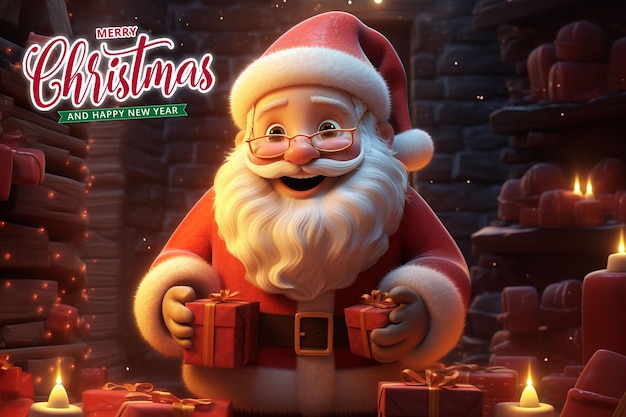 PSD christmas santa claus and happy new year background