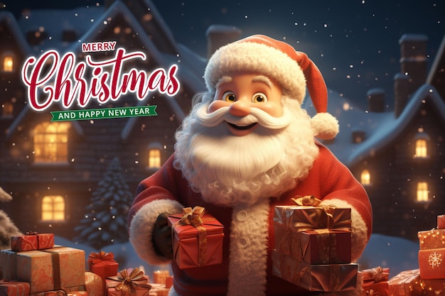 PSD christmas santa claus and happy new year background