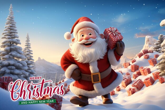 PSD christmas santa claus and happy new year background