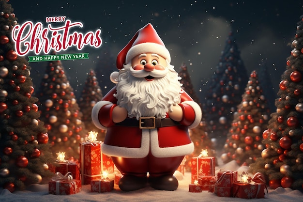 PSD christmas santa claus and happy new year background