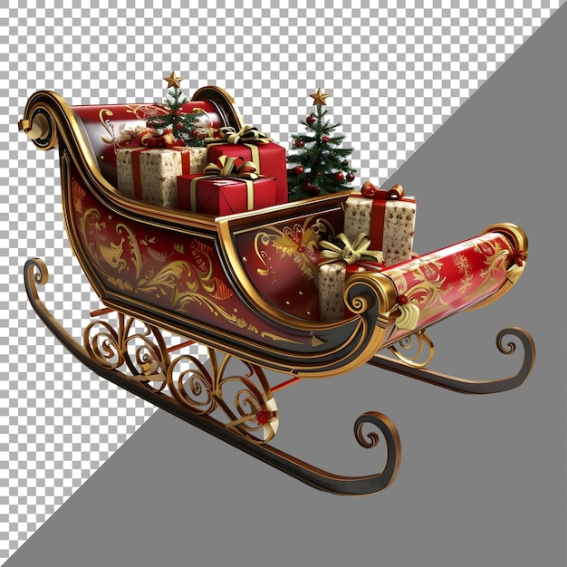 PSD christmas santa claus sleigh on transparent background ai generated