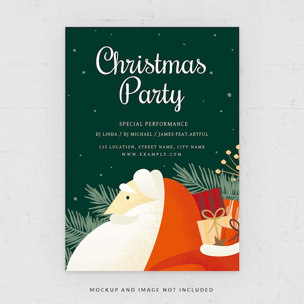 Christmas Santa Night Party Event Flyer Template in PSD