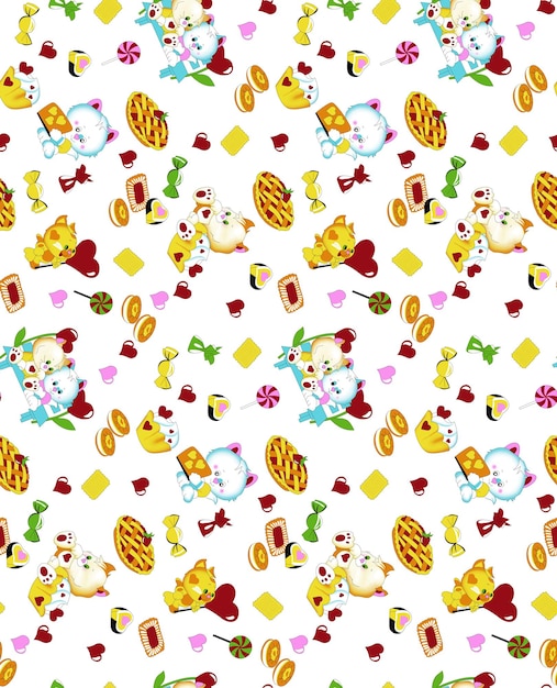 Christmas seamless pattern with cute polar bear presents and penguin