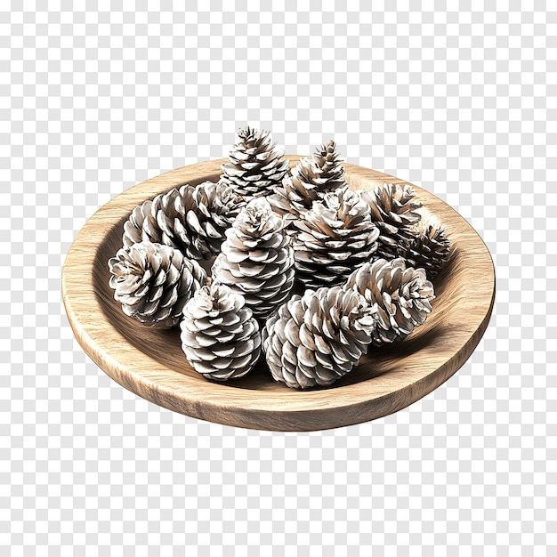 PSD christmas silver spruce cone with intricate design isolated on a transparent background