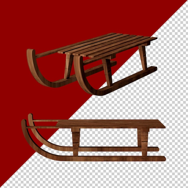 Christmas sleigh isolated 3d render