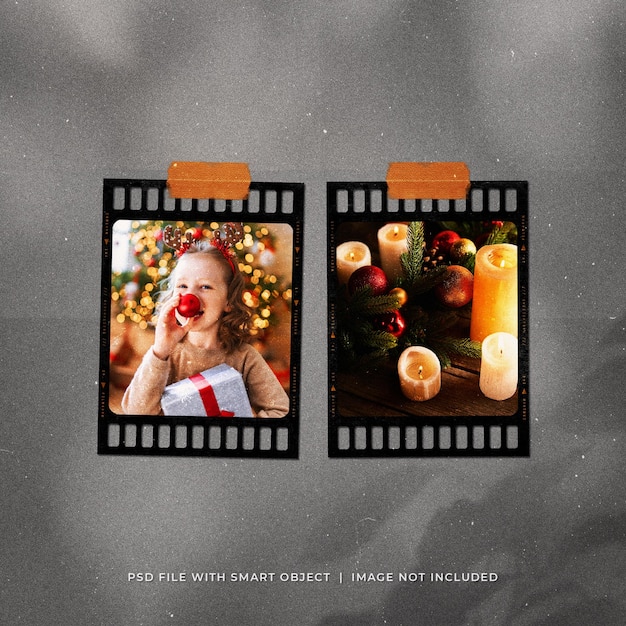 Christmas Social Media Post Photo Filmstrip Twin Frames Mockup