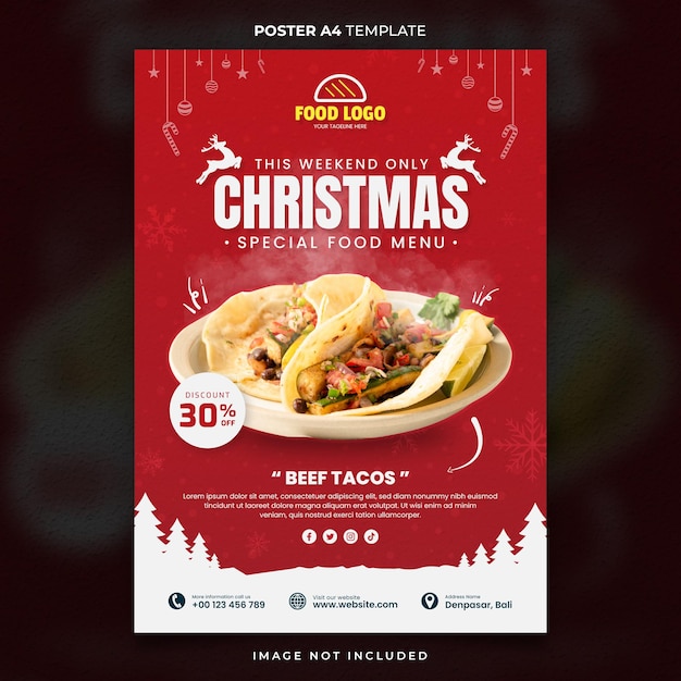 Christmas Special Cuisine Menu Printable Poster or Banner Template