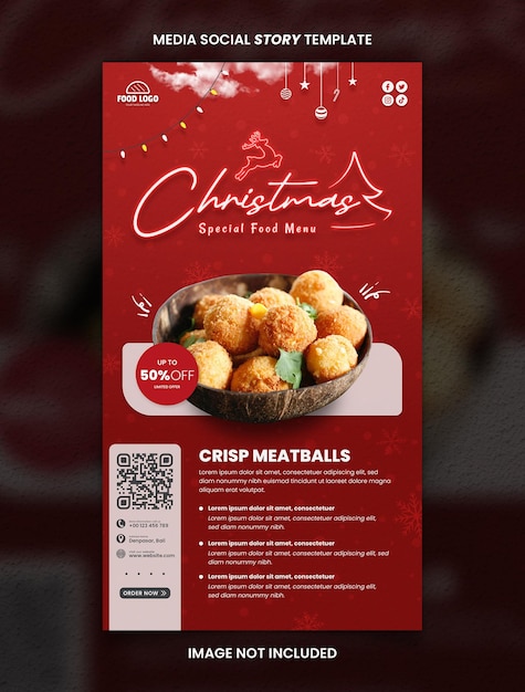 Christmas Special Meatball Asian Food Advert Social Media Story Post Template