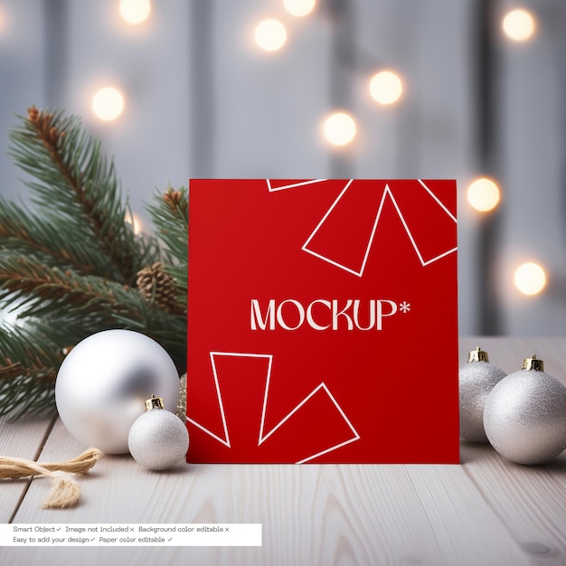 PSD christmas square card mockup