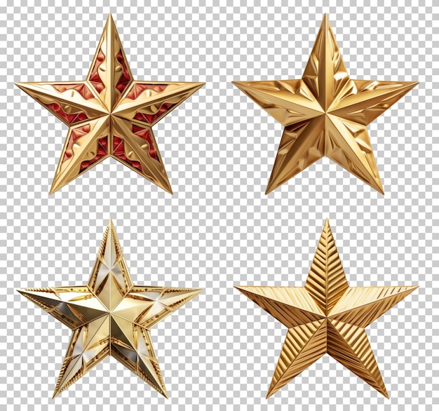 Christmas Star Set Isolated on Transparent Background