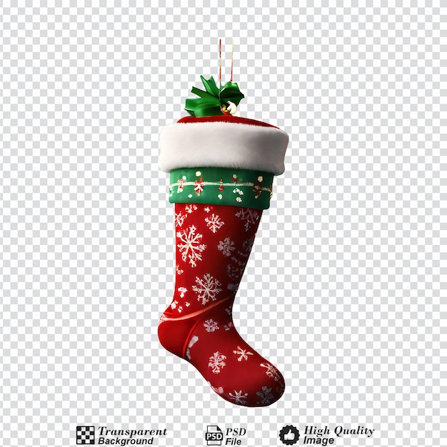 christmas stocking decoration isolated on transparent background