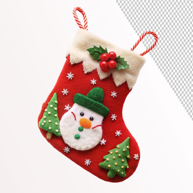 PSD christmas stocking decoration on transparent background