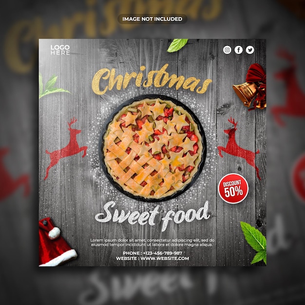 Christmas sweet food promotion instagram post or square web banner social media template