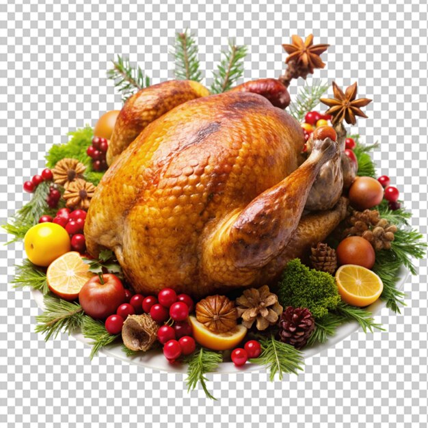 PSD christmas or thanksgiving turkey on transparent background