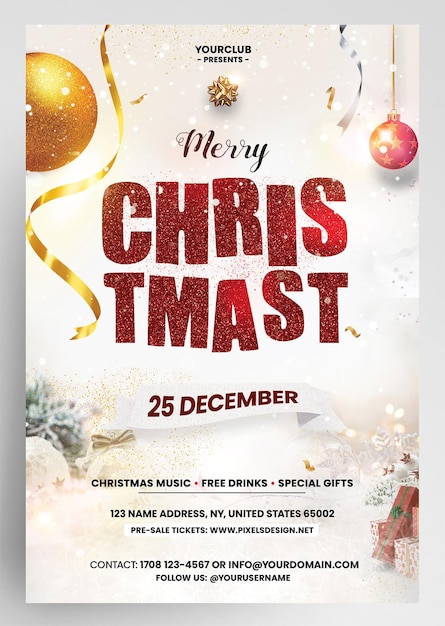 PSD the christmas time event flyer invitation template