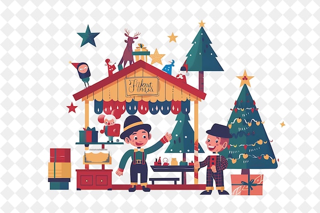 Christmas in the Toy Store With Pinocchio and Geppetto Desig Illustration Christmas Art Design