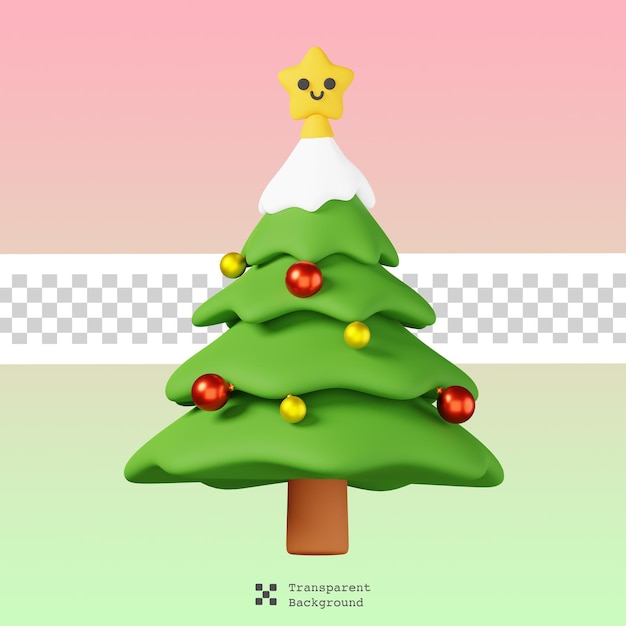 Christmas tree decorated by Christmas ball. Christmas, new year holiday celebration icon. 3D Render