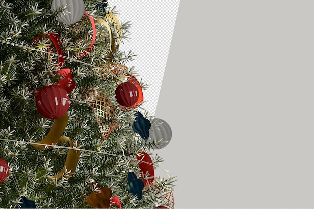 Christmas tree gifts and armchair in 3d rendered isolated