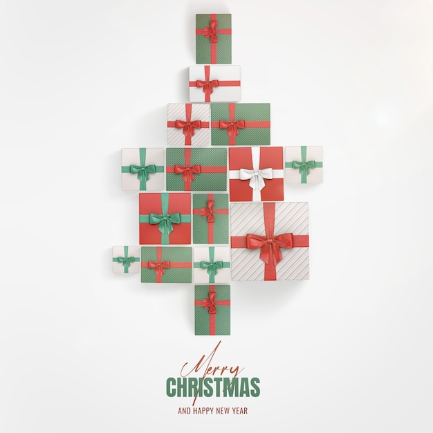 christmas tree - Happy new year Merry christmas social media template