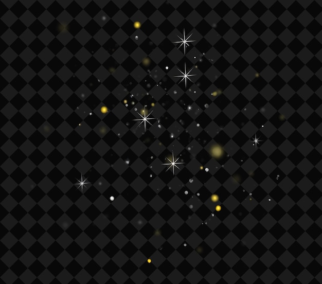 a christmas tree with snow and stars on a black background