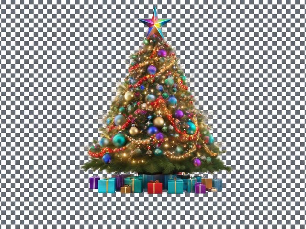 PSD a christmas tree with a star on it isolated on transparent background