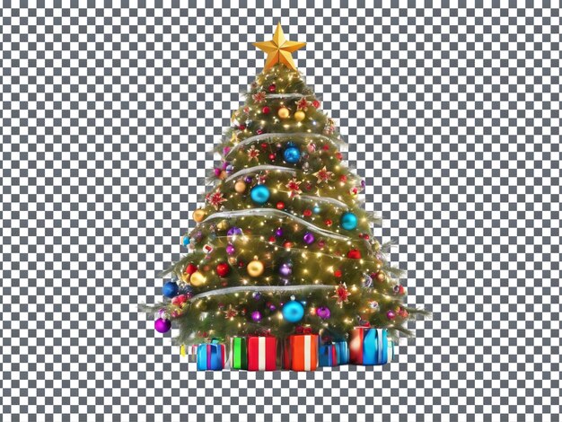 PSD a christmas tree with a star on it isolated on transparent background