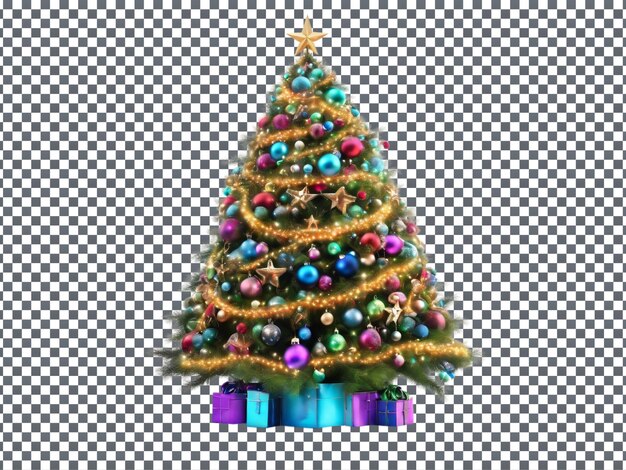 PSD a christmas tree with a star on it isolated on transparent background