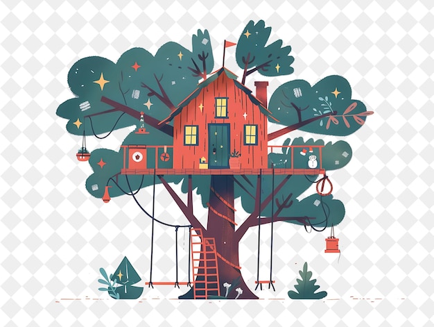 PSD christmas in the treehouse with the swiss family robinson de illustration christmas art design