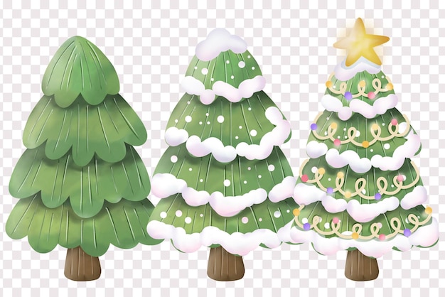 Christmas Trees in Watercolor Illustration