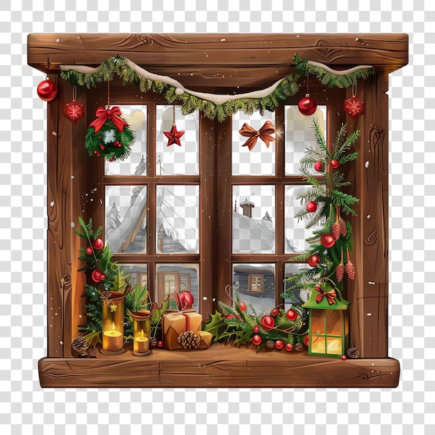 PSD christmas window decorations christmas illustration background