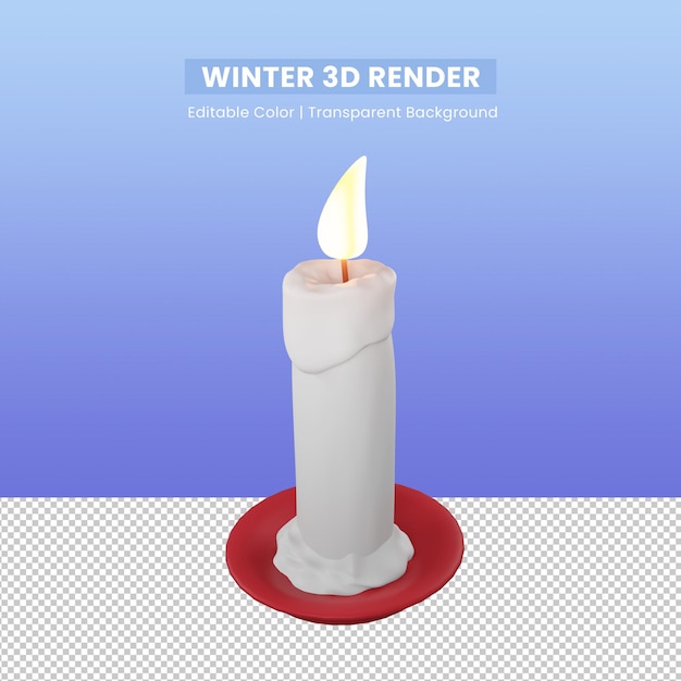 Christmas winter 3d rendered of candle