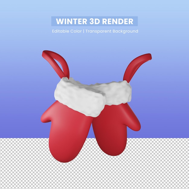 Christmas winter 3d rendered of gloves