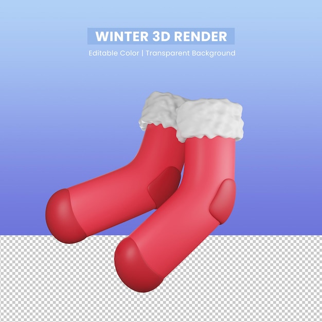 Christmas winter 3d rendered of socks