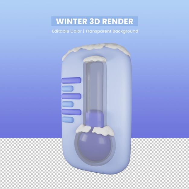 Christmas winter 3d rendered of thermometer