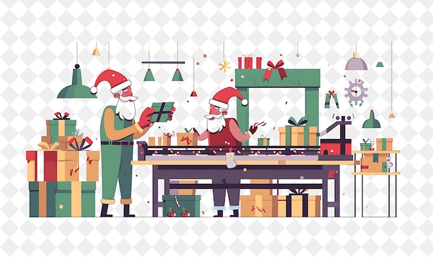 Christmas in the Workshop With Santa and His Elves Design Is Illustration Christmas Art Design