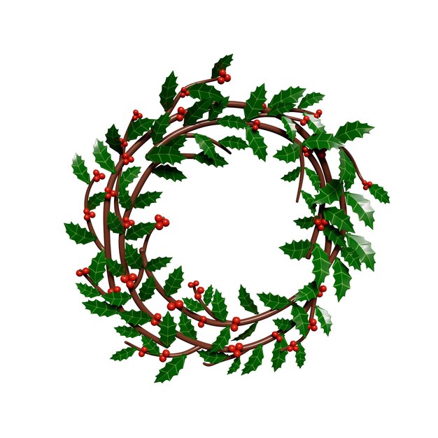 PSD christmas wreath 3d illustration