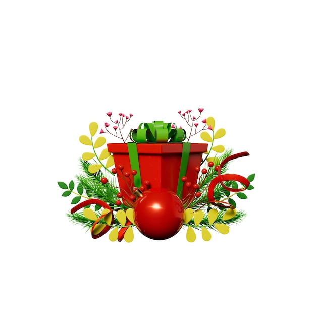 Christmas Wreath and Elements 3D Illustration