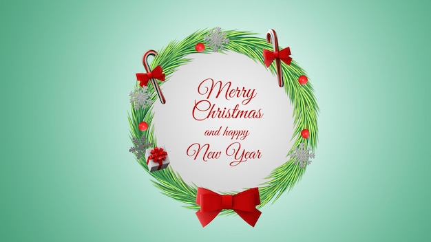 Christmas wreath round frame PSD template  3d render