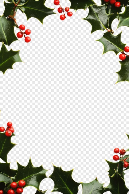 christmas wreath with red berries on a transparent background