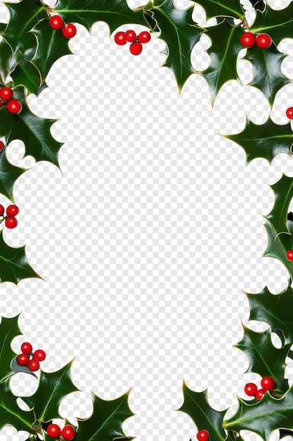 christmas wreath with red berries on a transparent background