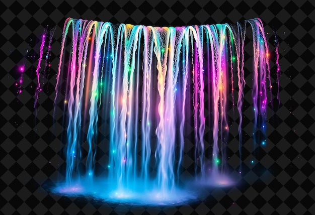 Chromatic Cascade Shimmering Multicolored Waterfalls of Light Pou Y2K Inspiredr and Flow Creating a