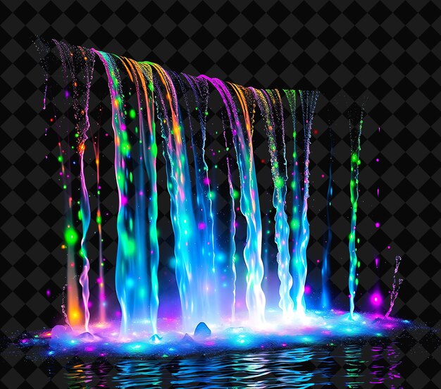 Chromatic Cascade Shimmering Multicolored Waterfalls of Light Pou Y2K Inspiredr and Flow Creating a