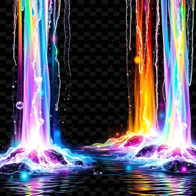 Chromatic Cascade Shimmering Multicolored Waterfalls of Light Pour and PNG Sparking Light Texture