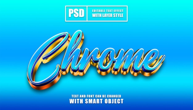 chrome 3d text effect editable text with smart object