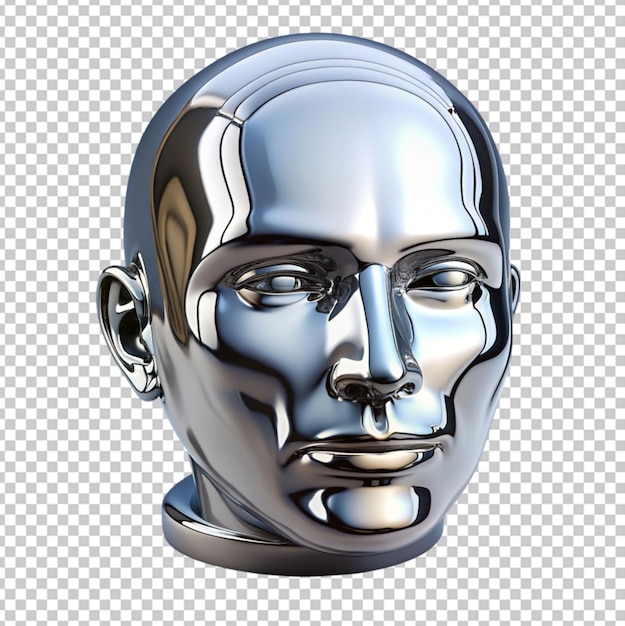 PSD a chrome head on transparent background