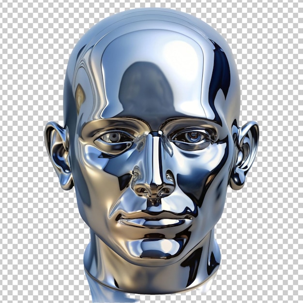 PSD a chrome head on transparent background